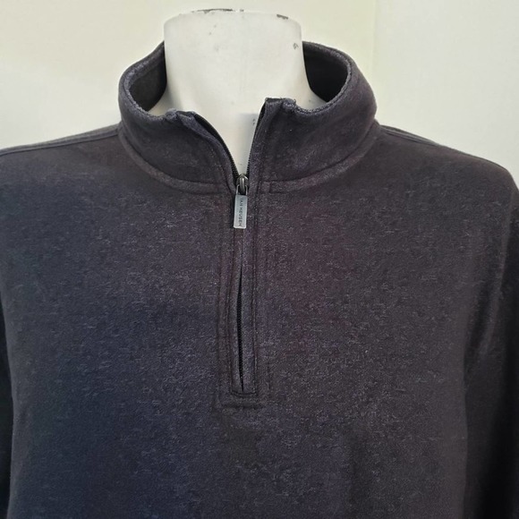 Men's Van Heusen Heather Gray Flex Mock Neck Long Sleeve 1/4 Zip Polo Sz XL - Picture 5 of 10